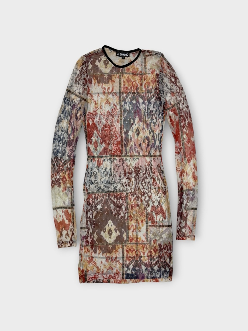 Alejandro Collection Mesh Tapestry Print Bodycon Mini Dress